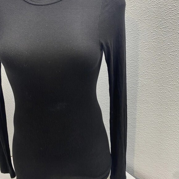 NEW ENZA COSTA Womens Soft Viscose Silk Ribbed Long Sleeve Shirt Size M Black - Picture 8 of 11